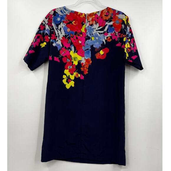 Ann Taylor LOFT Navy Blue Floral Print Short Sleeve Shift Dress Size Small - Picture 6 of 6